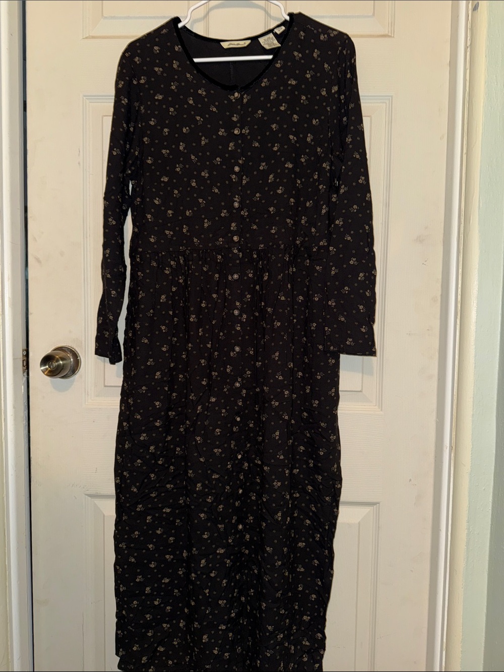 Eddie Bauer Black Maxi Dress with Small Floral Print